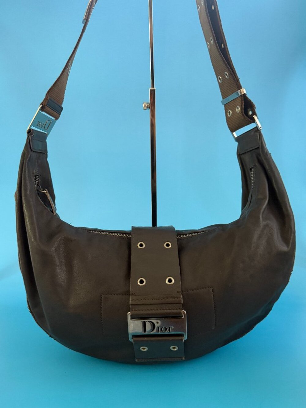 Christian Dior Galliano Street Chic Columbus Hobo Brown Leather Y2K Archive